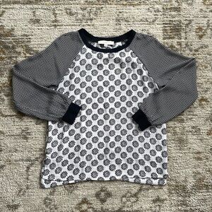 Loft Black and White Patterned Long Sleeve Shirt